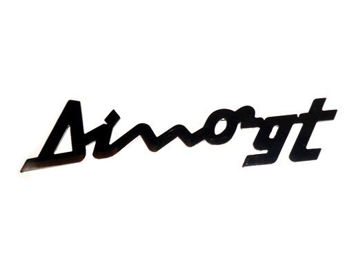 Rear "Dino GT" Script Non-original, laser-cut stainless steel badge without fixing pins – Ferrari 246
